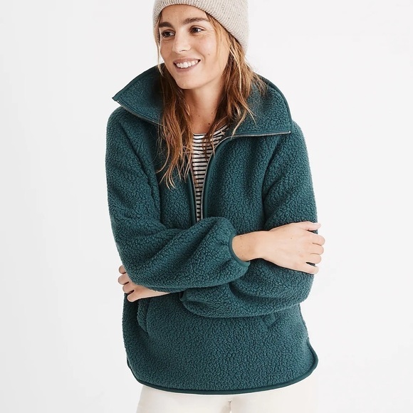 Madewell Women’s Jacket Size XXS Green Polartec® Fleece Half-Zip Pullover Jacket - Picture 1 of 8